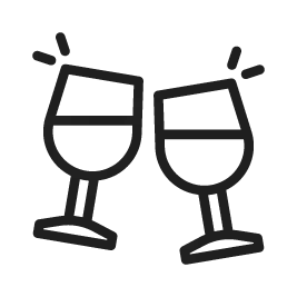 Icon of wine glasses clinking